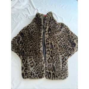 Pretty Rugged Leopard Print Faux Fur Wrap Shawl Cape Boutique One Size